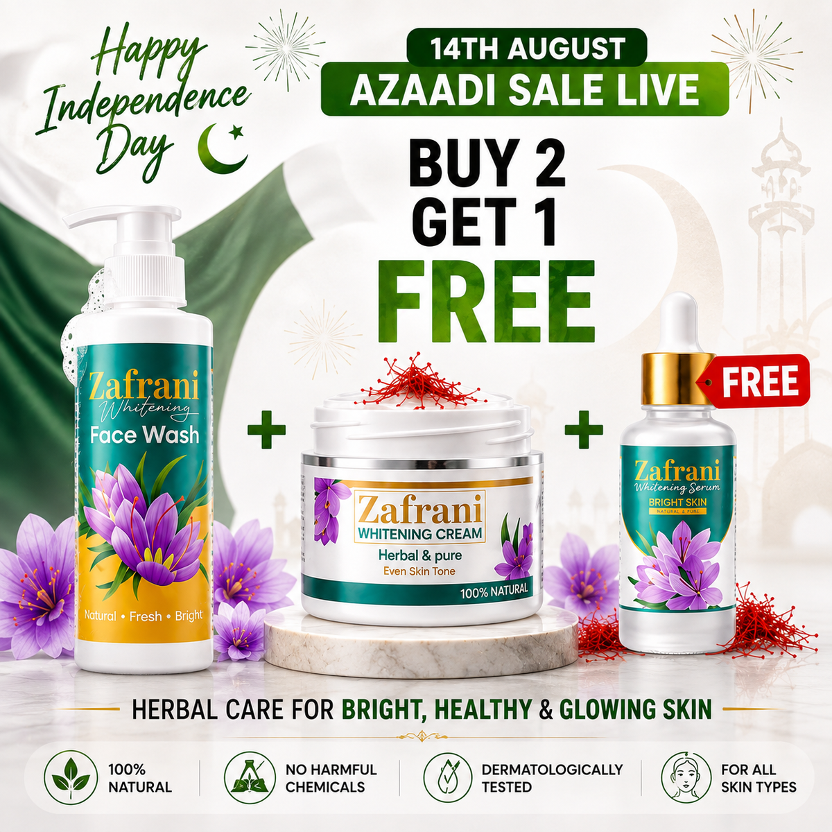 Zafrani Skincare Deal – Buy Face Wash & Whitening Cream - Azaadi Sale